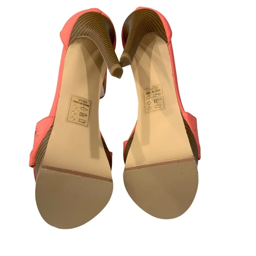 Madison by‎ Shoedazzle Gloria Coral Stiletto Heels Sandals Size 8 Ankle Strap